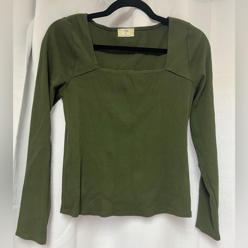 Ribbed Square-Neck Top
